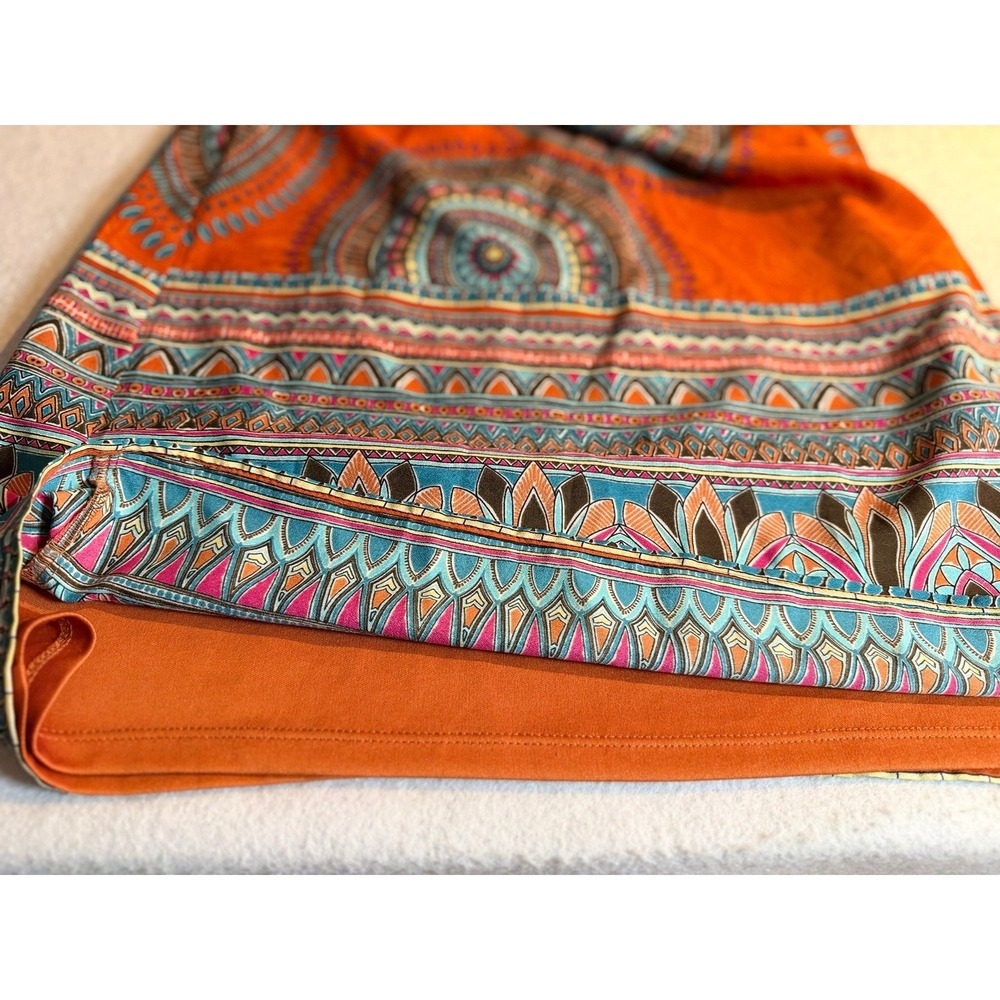 Pink Owl Orange Boho Medallion Print 3/4 Sleeve Mini Shift Dress Womens Medium - Picture 10 of 10